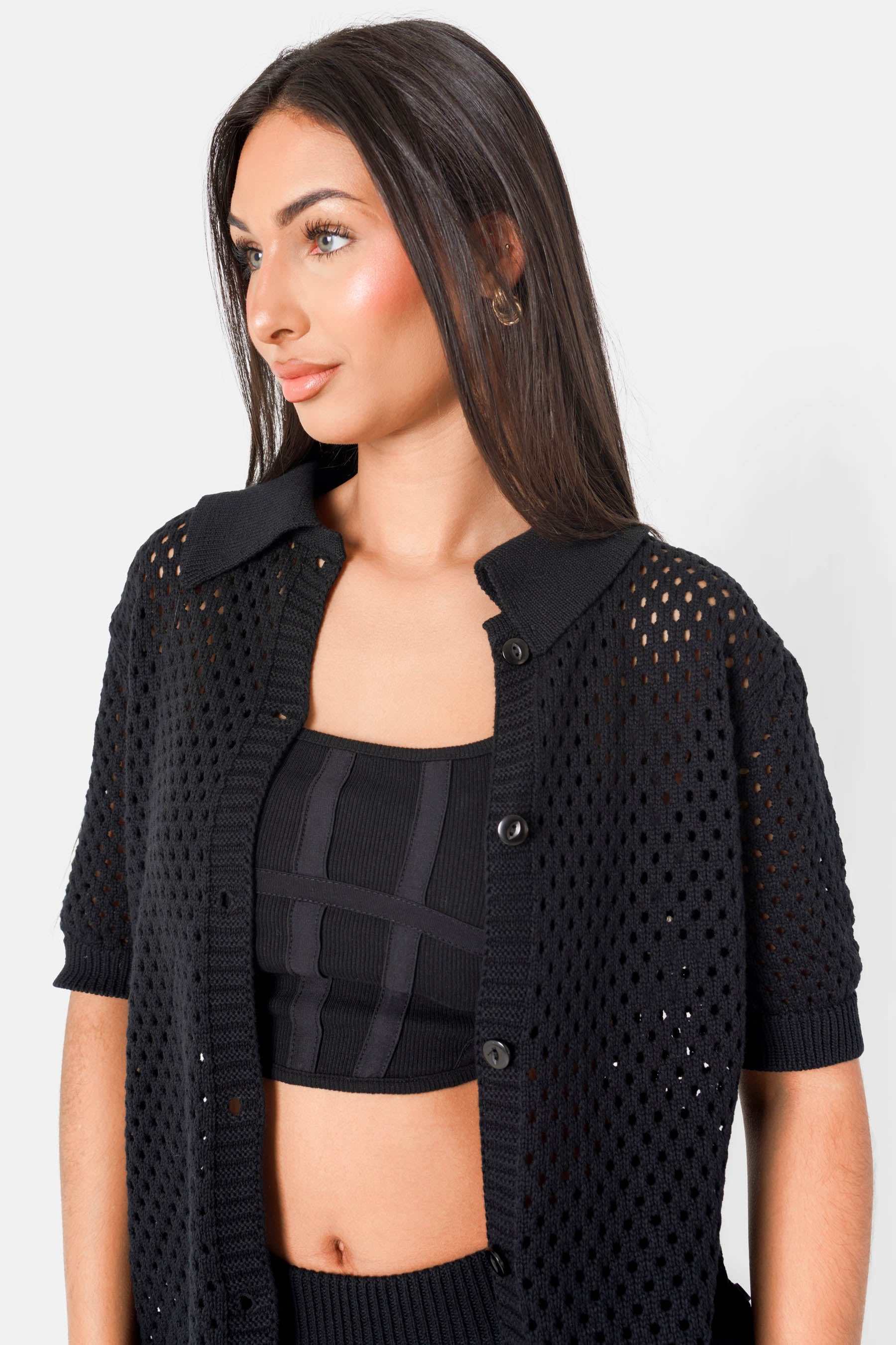 Chemise crochet details Noir