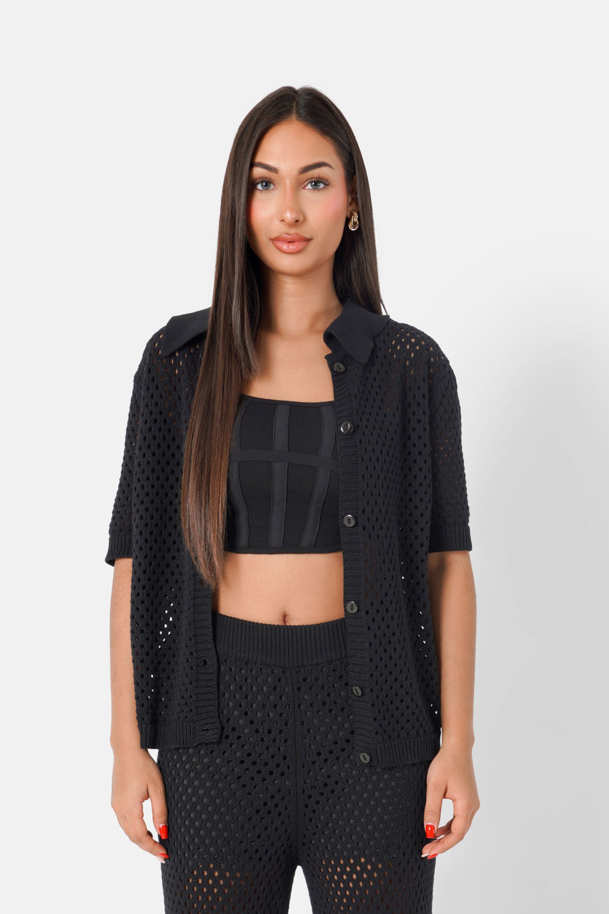 Chemise crochet details Noir