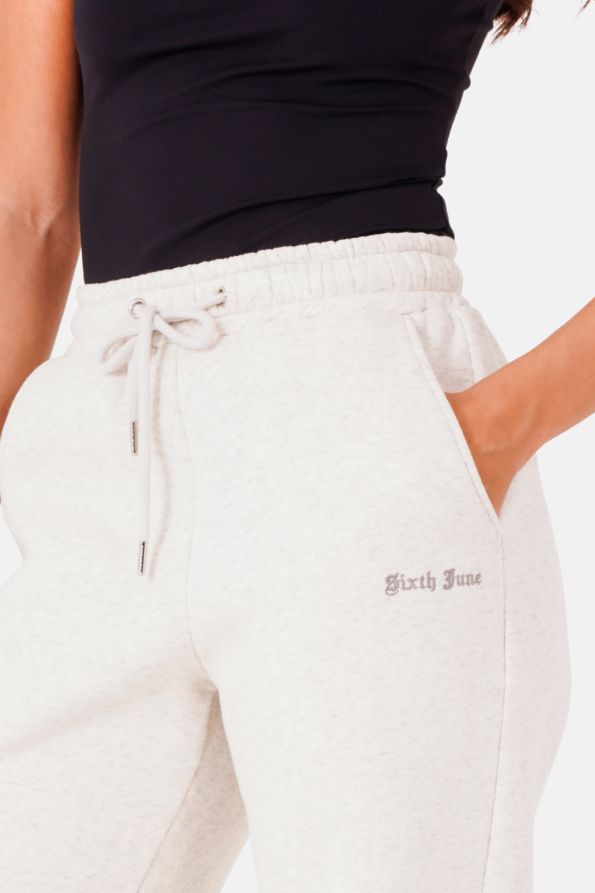 Gotische Jogginghose mit aufgesticktem Logo Hellgrau