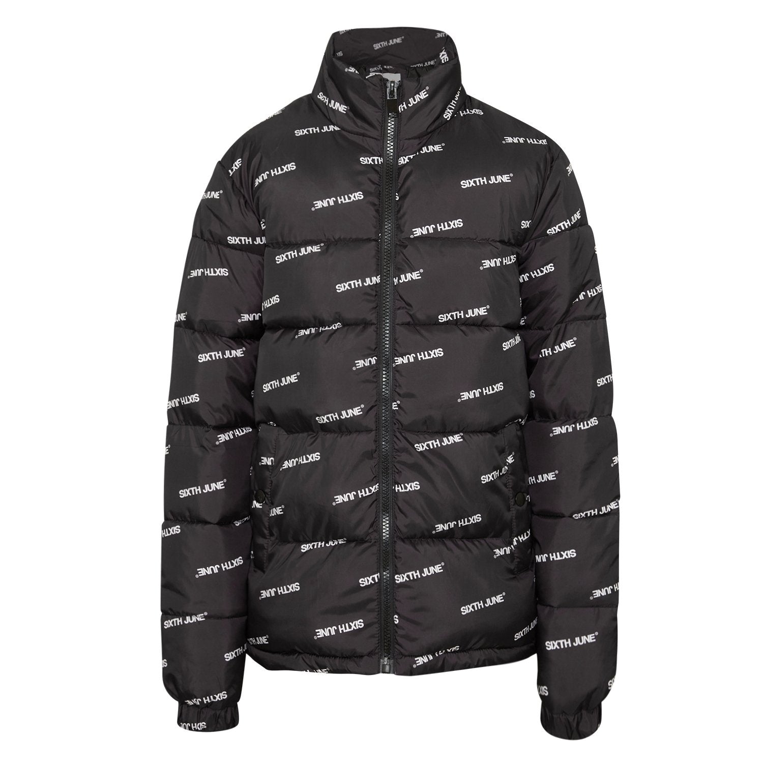 All-Over Printed Puffer Jacket Black – Sixth June