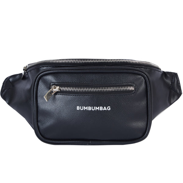 faux leather logo chest bag black