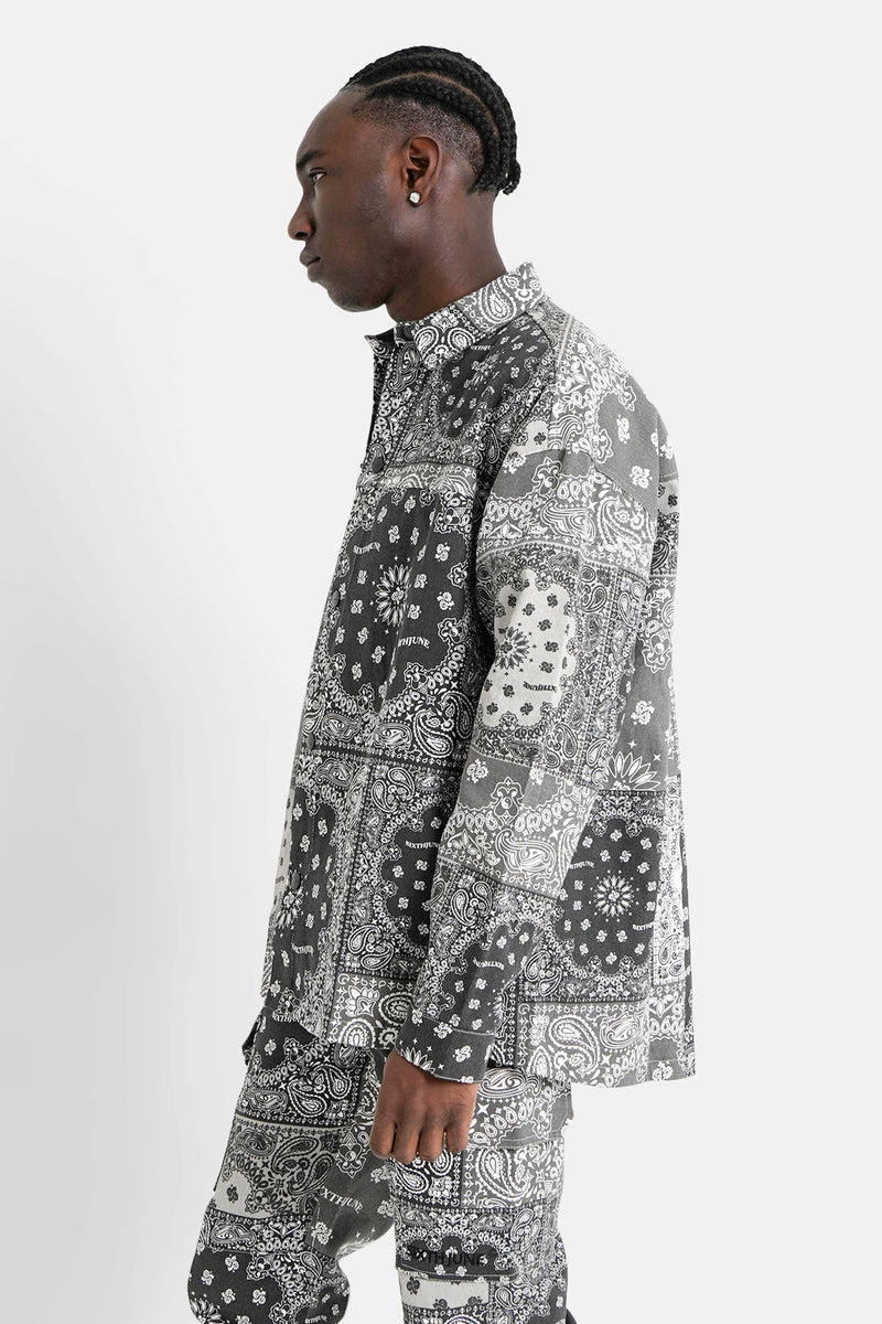 All over bandana shirt black – Sixth June