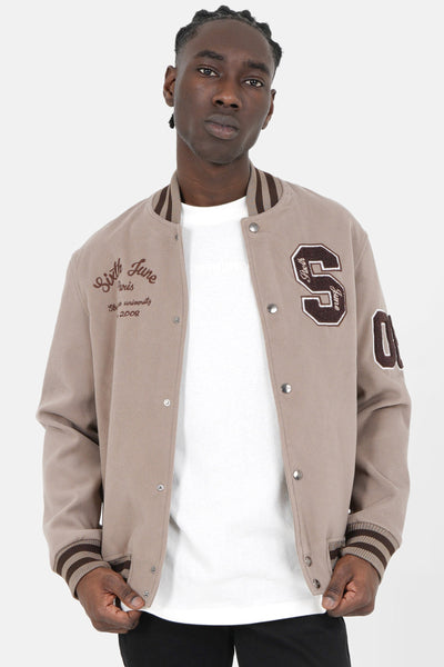 Varsity embroidered jacket Beige