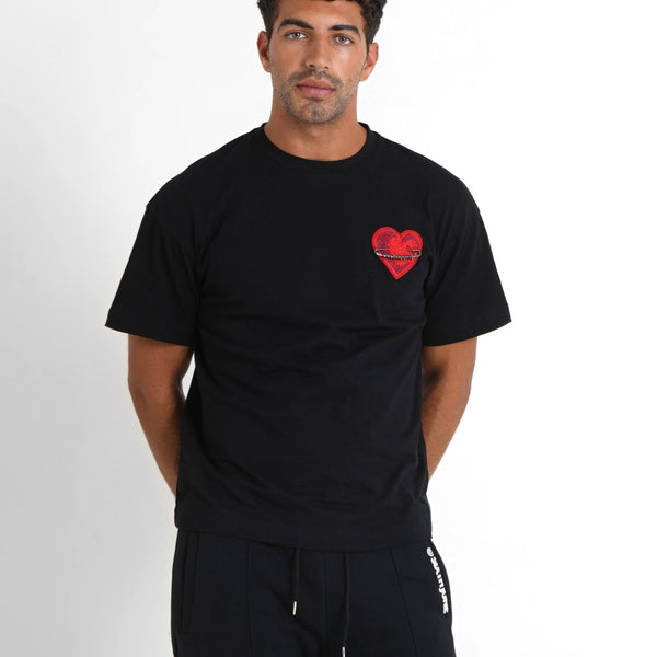 Embroidered heart logo t-shirt Black