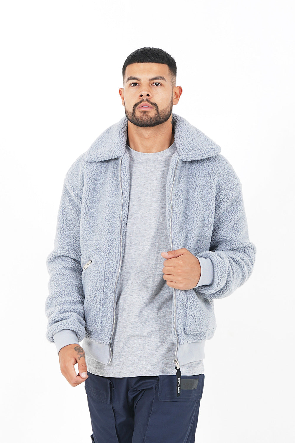 Grey sherpa coat best sale