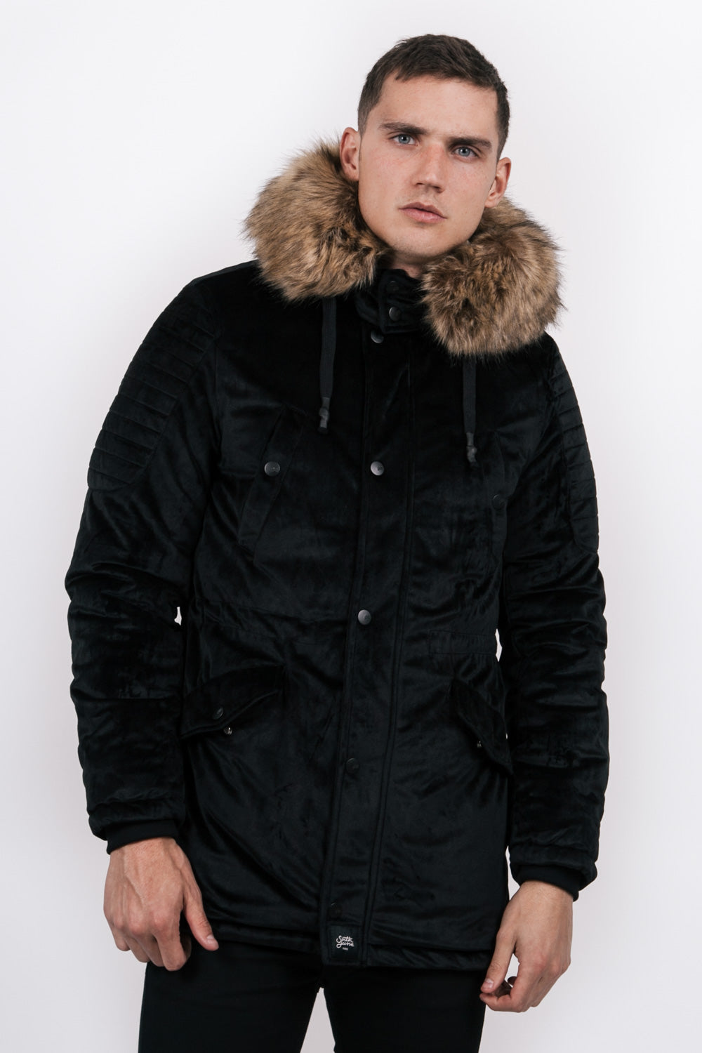 Sixth june lining clearance fur parka black beige