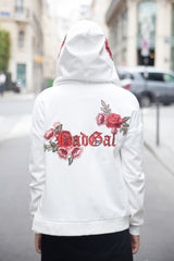 Sixth June - Sweat capuche Bad Gal broderie roses blanc