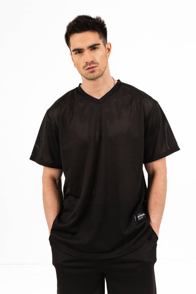 Mesh logo t-shirt Black – Sixth June