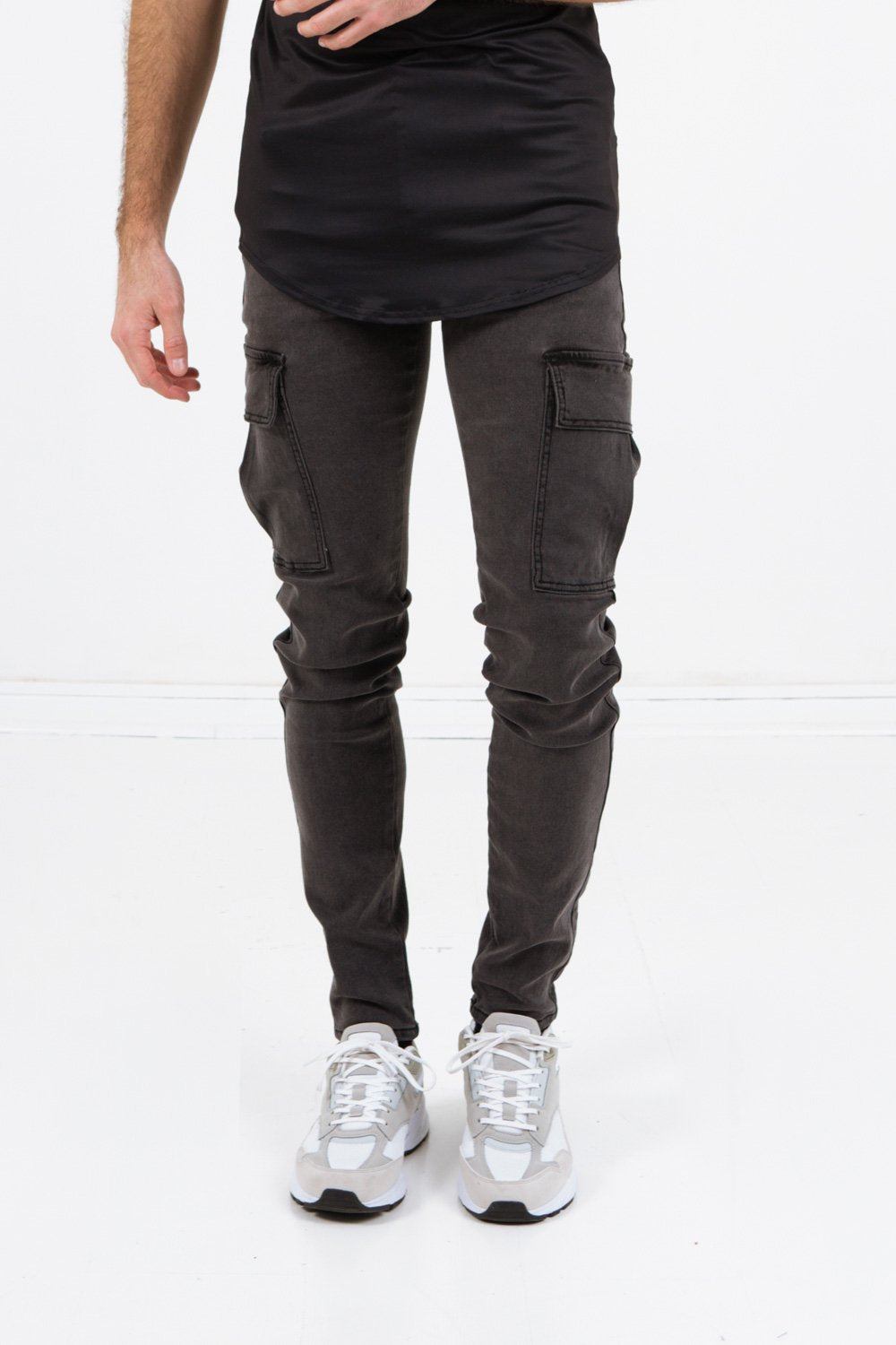 Stretch skinny cargo jeans Grey Sixth June