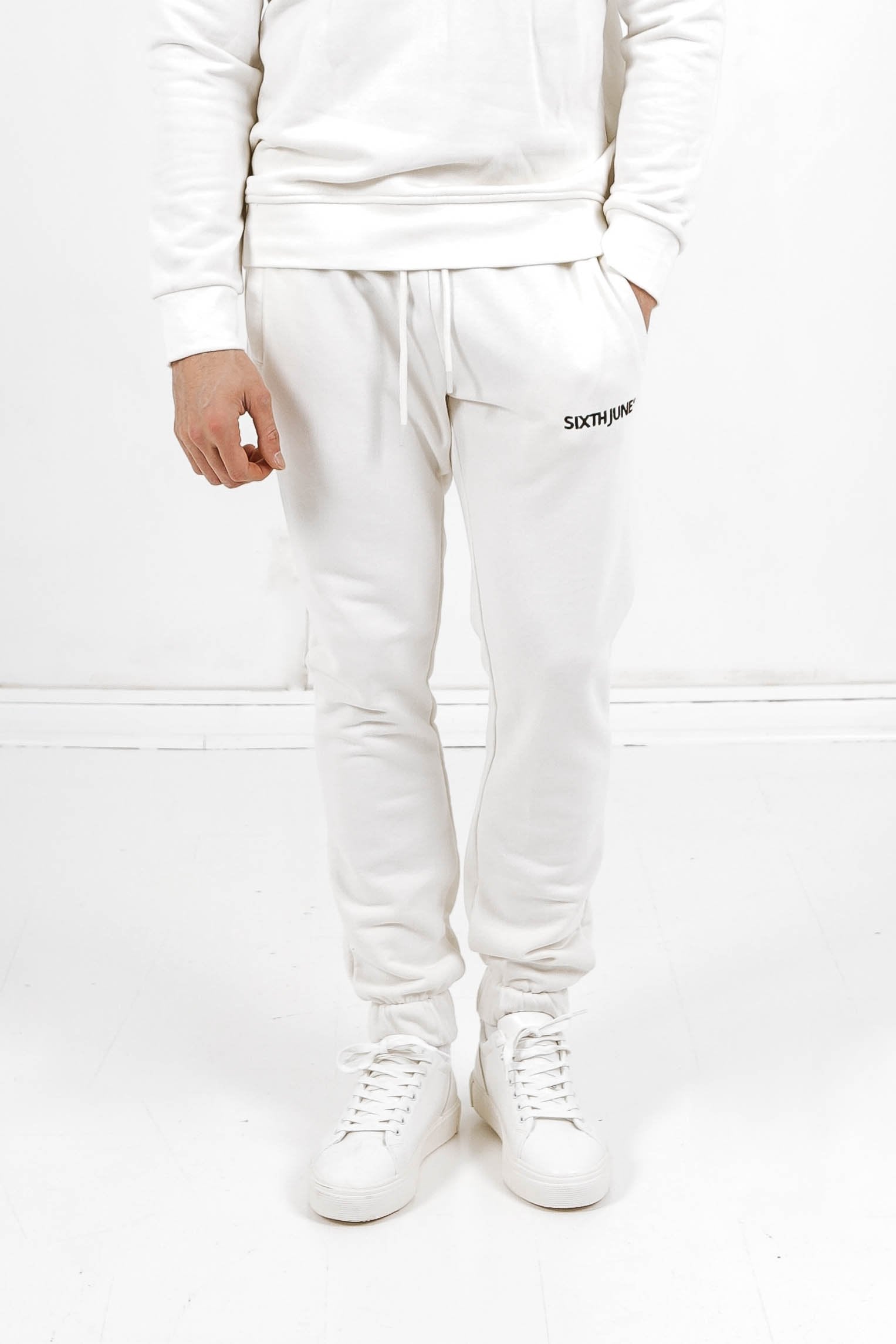 Soft embroidered logo joggers White