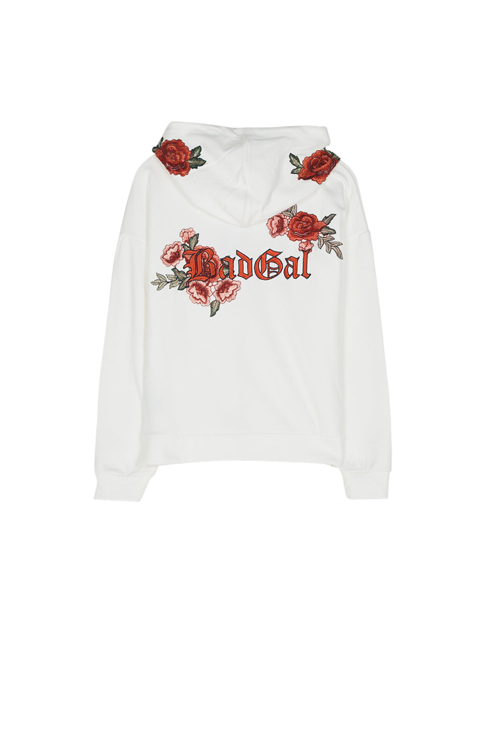 Sixth June - Sweat capuche Bad Gal broderie roses blanc