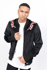 Sixth June - Veste velours broderie roses noir