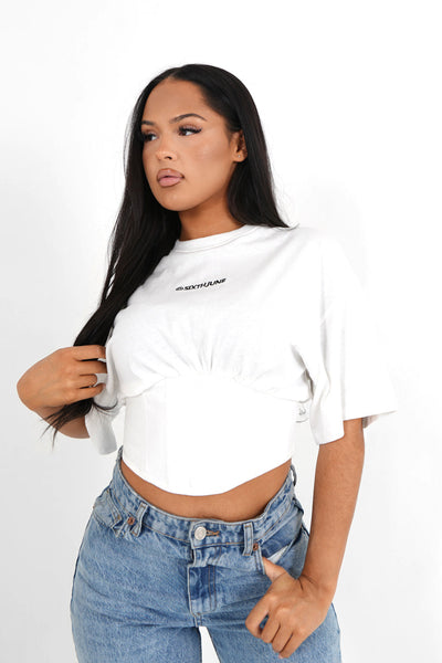 Corset cropped t-shirt White – Sixth June