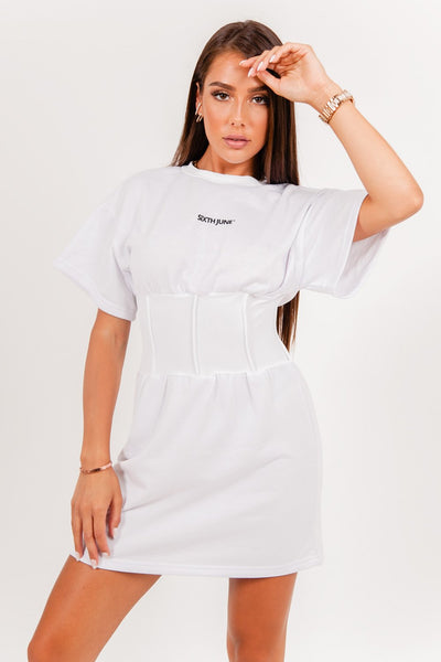 Steele Gianni corset shirt dress in white